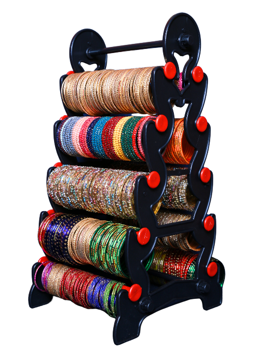 5 step 10 section(Black with Red) Plastic Bangle Stand | Bangle storage | Bangle Display Stand | Bangle display rack | Bangle stand for wardrobe | Dressing Table Stand | Bangle Hanging Stand.