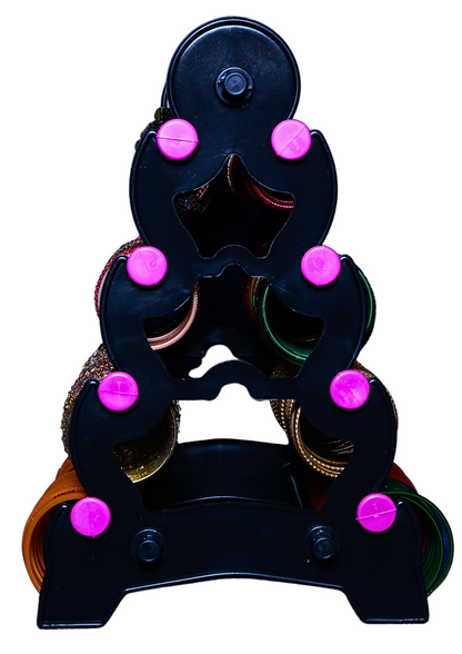 4 STEP DPS (BLACK WITH PINK) DOUBLE SIDE BANGLE STAND | BANGLE ORGANIZER | BANGLE DISPLAY STAND | CHUDI STAND