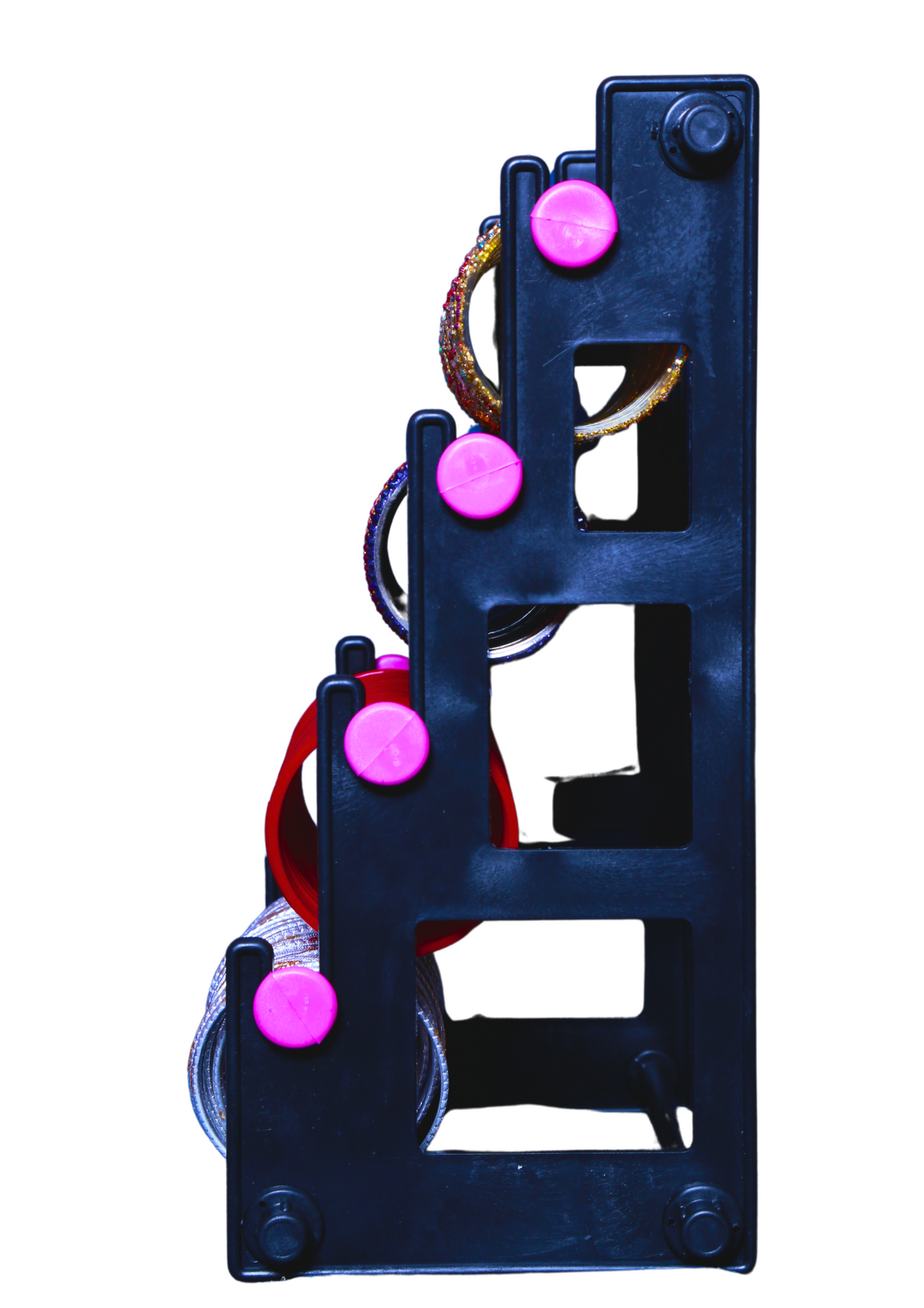 4 Step Single Side Medium Tower(black and pink) Plastic bangle stand, Bangle organiser, Bangle display stand, choodi stand, valayal stand (Copy)